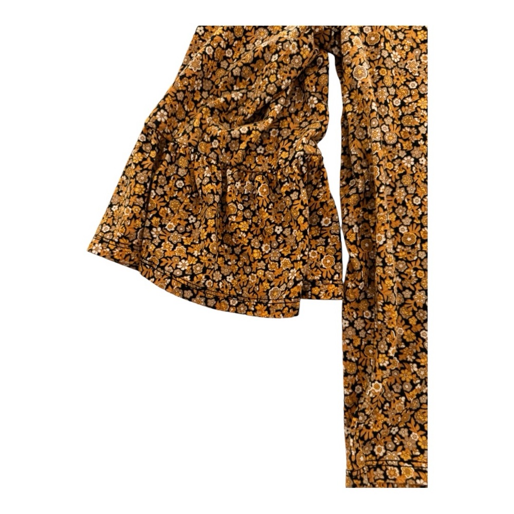 Michael Kors Floral Peasant Blouse XL | Bell Sleeve Fall Top - Picture 3 of 9